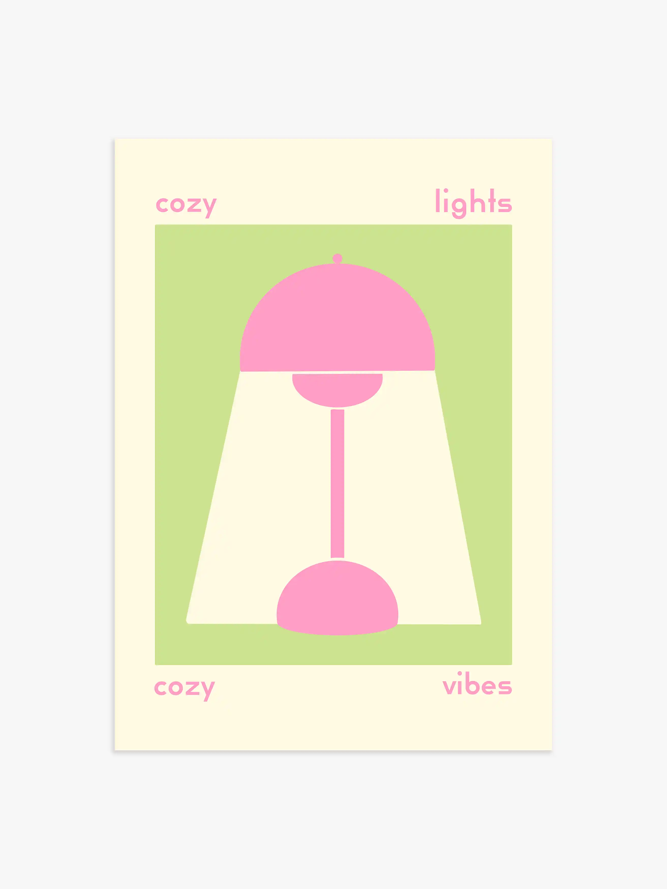 Cozy Lights Poster in Grün & Rosa