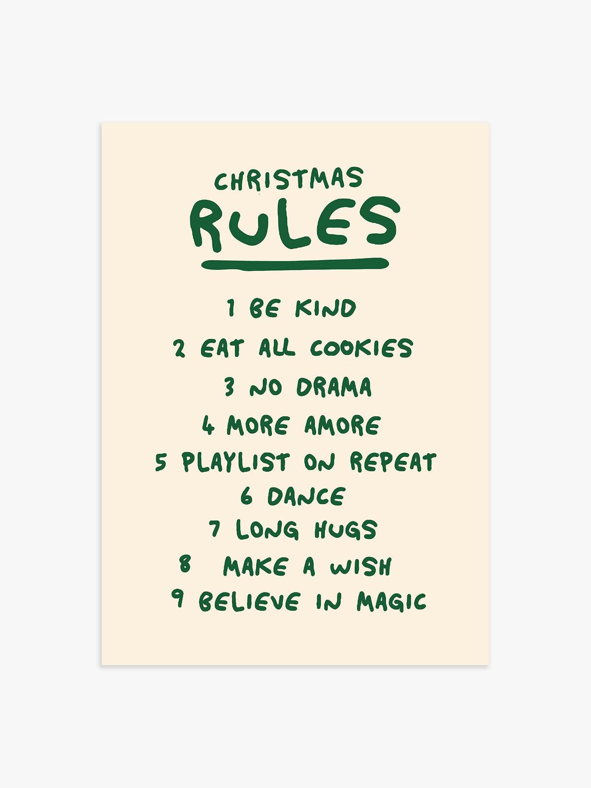 Christmas Rules Poster in Grün - 50x70 cm