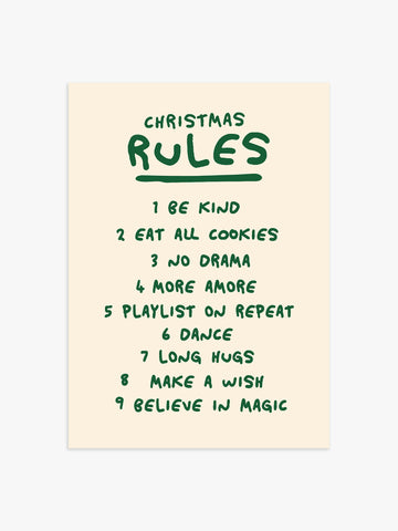 Christmas Rules Poster in Grün
