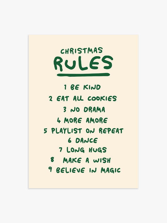 Christmas Rules Poster in Grün