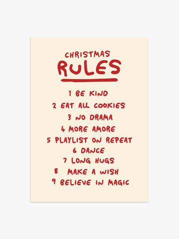 Christmas Rules Poster in Rot