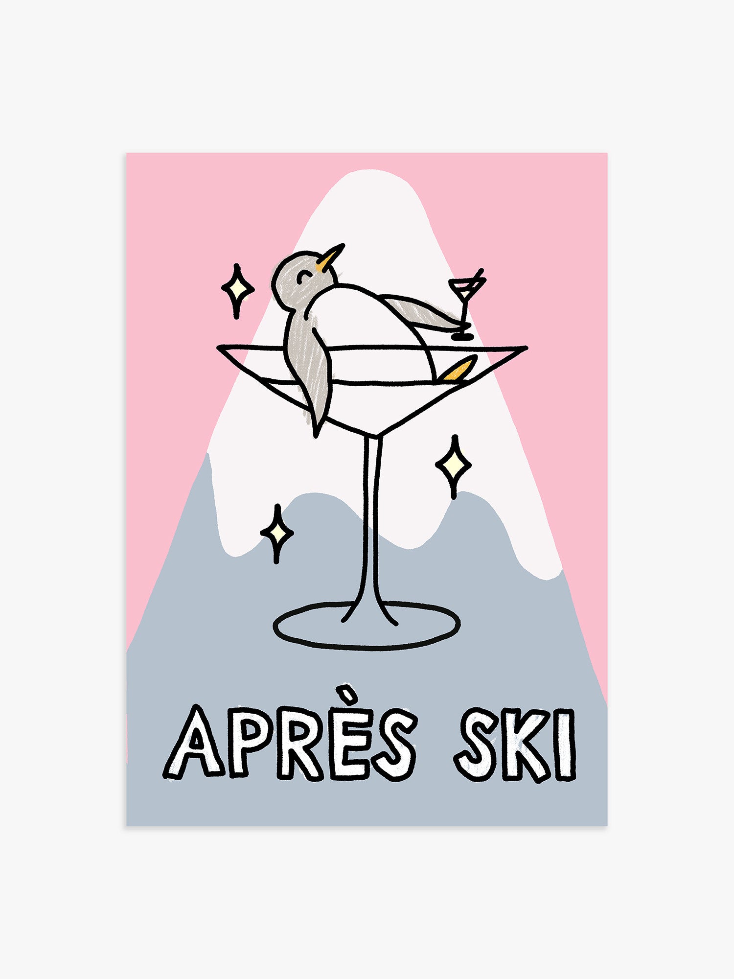 Apres Ski Poster in Rosa-Blau