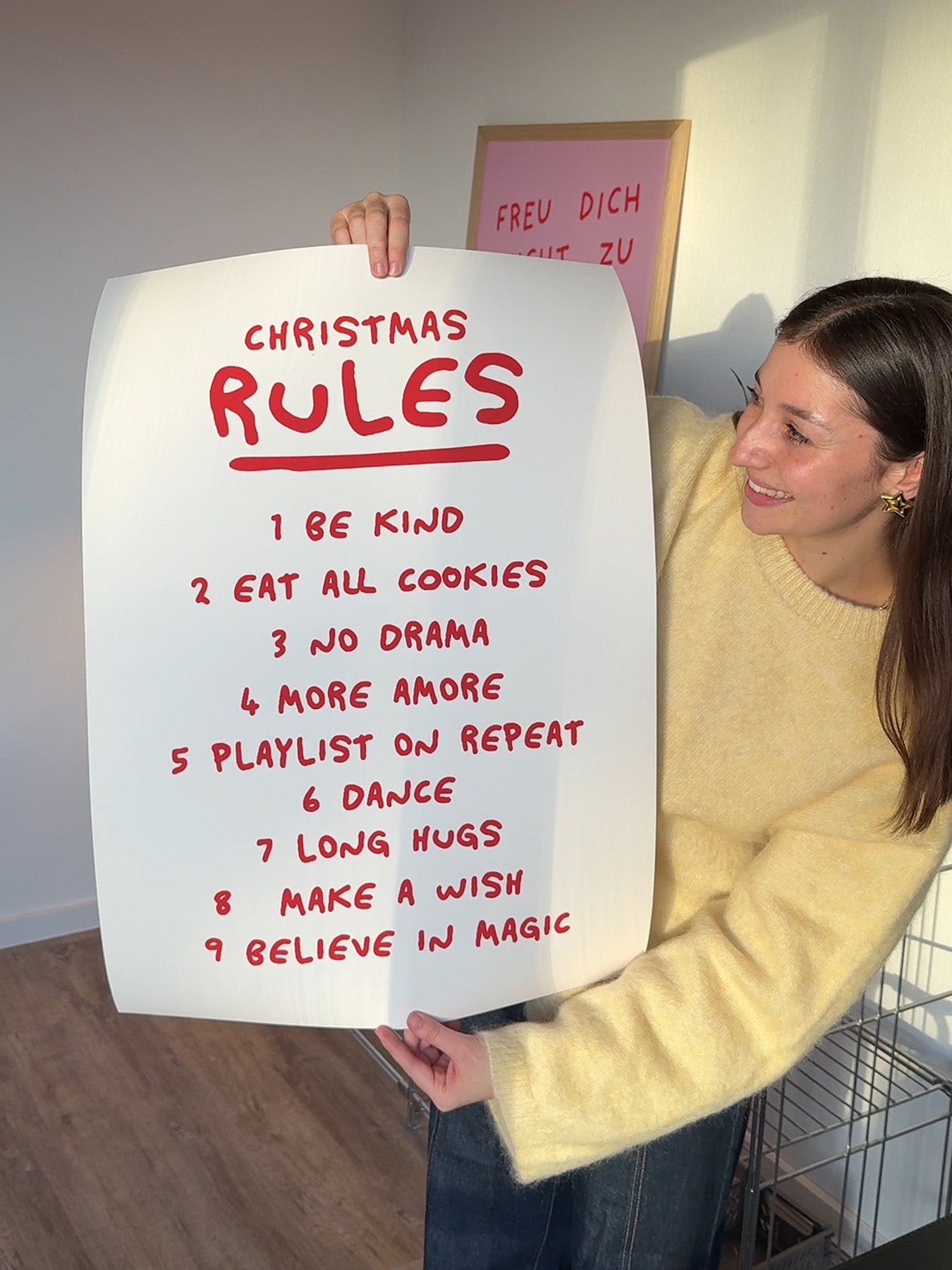 Christmas Rules Poster in Rot