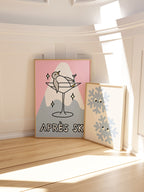Apres Ski Poster in Rosa-Blau