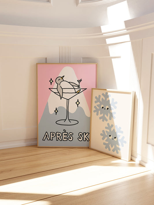 Apres Ski Poster in Rosa-Blau