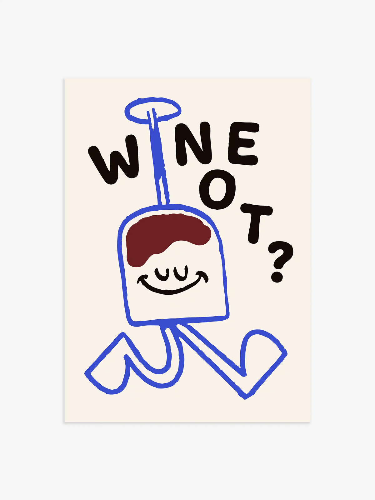 Wine not? Poster in blau/beige - 60x90 cm