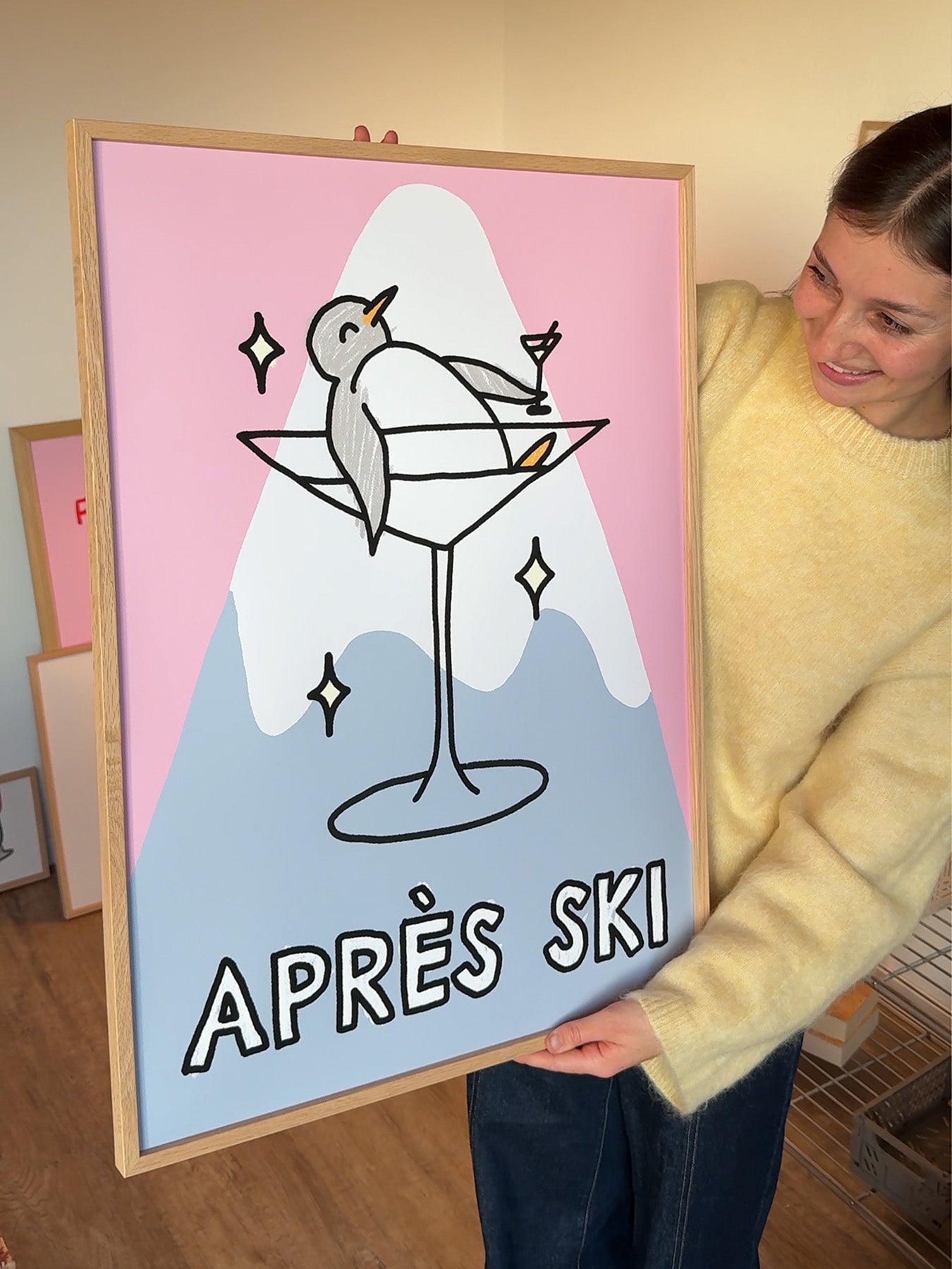 Apres Ski Poster in Rosa-Blau