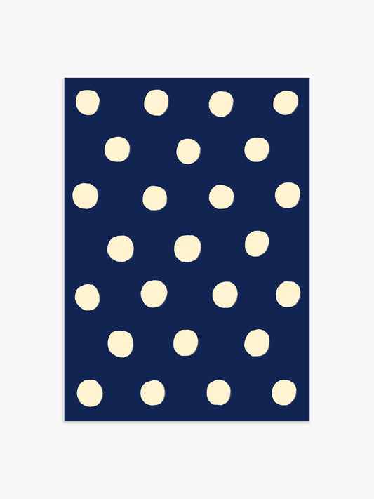 Polka Dot Poster in Marineblau & Buttergelb