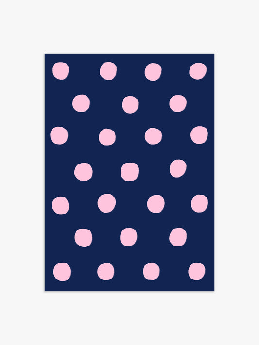 Polka Dot Poster in Marineblau & Rosa