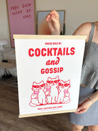 Cocktails and Gossip Poster in Rot