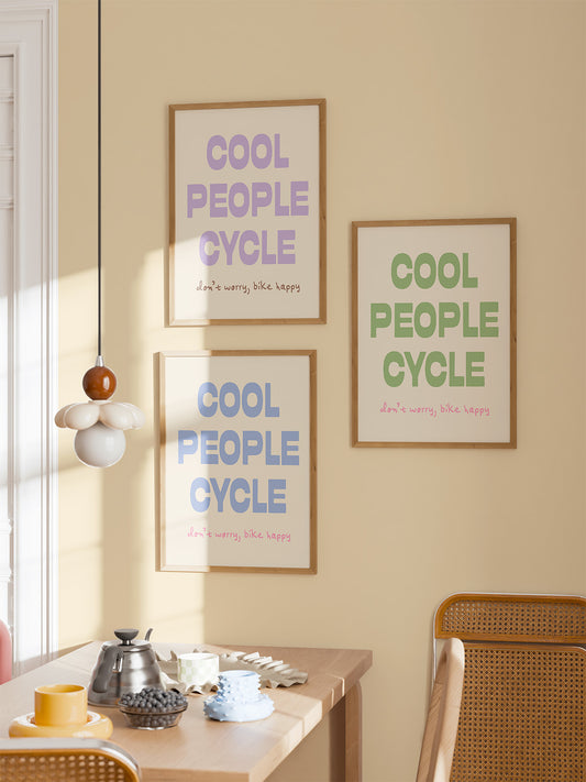 'Cool People Cycle' Poster in Grün