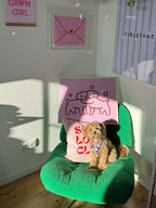 Hunde Illustration Poster in Rosa-Rot