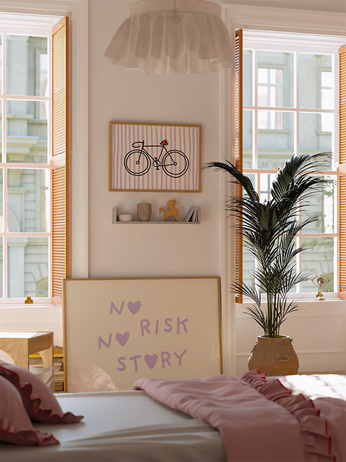 'No Risk No Story' Poster in Lila
