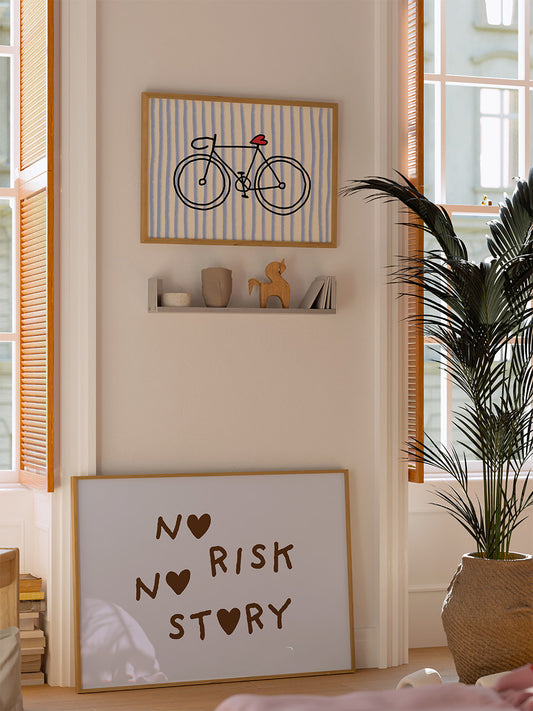 Fahrrad-Poster mit Streifen in Blau