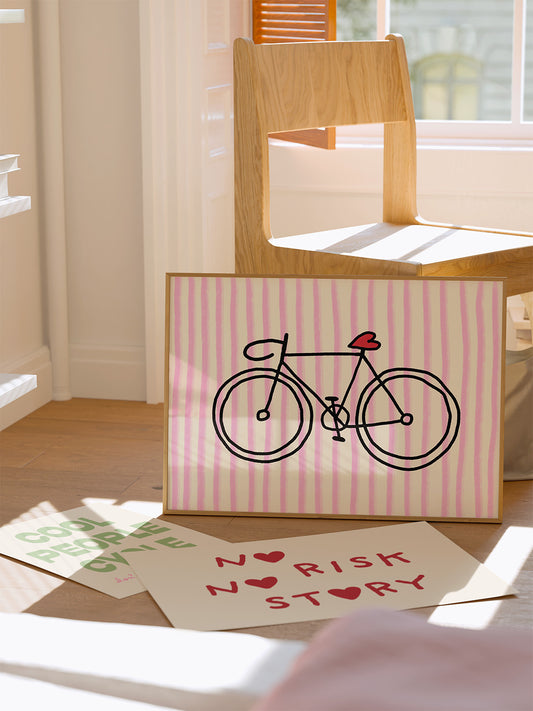 Fahrrad-Poster mit Streifen in Rosa