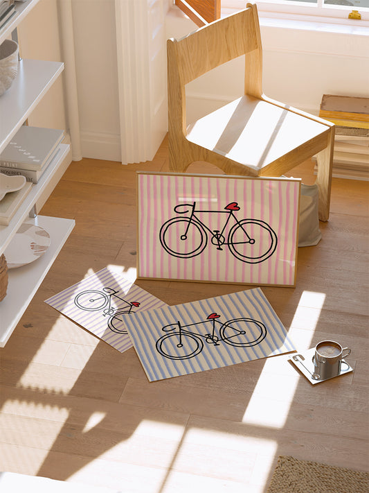 Fahrrad-Poster mit Streifen in Lila