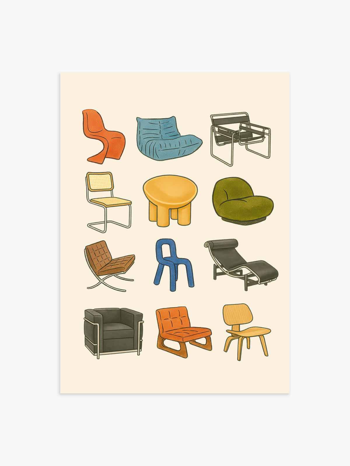 Bauhaus Chairs Poster - 40x50 cm