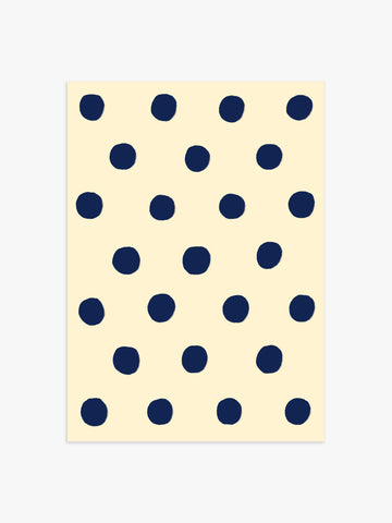 Polka Dot Poster in Buttergelb & Marineblau