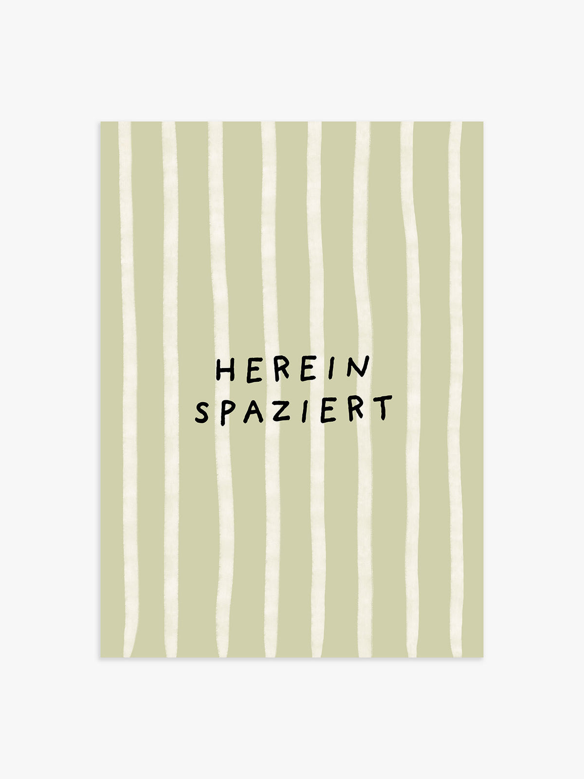 Hereinspaziert Streifenposter in Salbeigrün - 30x40 cm