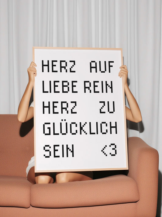 Herz auf Zitat Poster in Schwarz-Weiß
