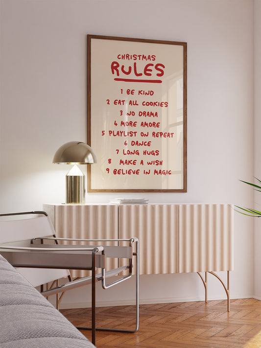 Christmas Rules Poster in Rot