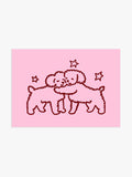 Hunde Illustration Poster in Rosa-Rot