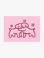 Hunde Illustration Poster in Rosa-Rot