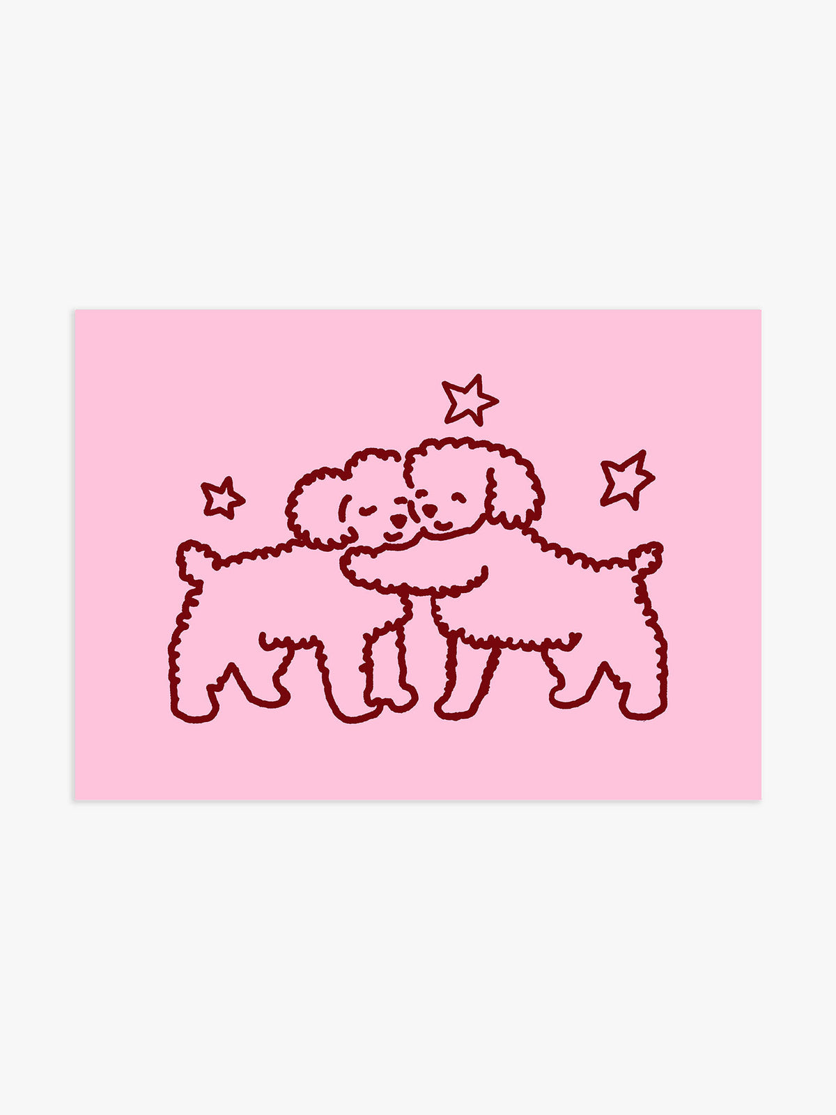 Hunde Illustration Poster in Rosa-Rot - 40x50 cm
