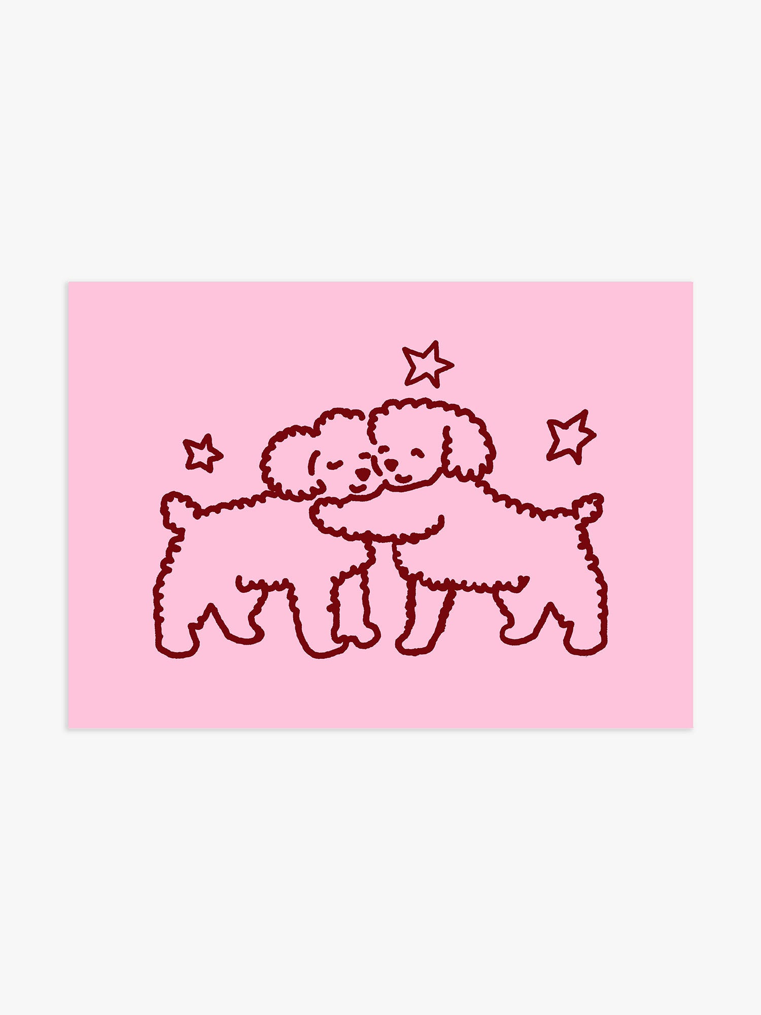 Hunde Illustration Poster in Rosa-Rot