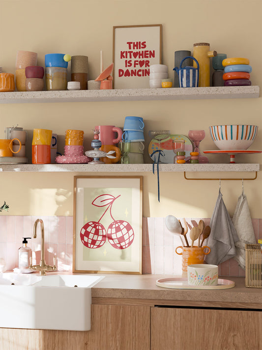 Disco-Kirschen Poster in Rot-Grün