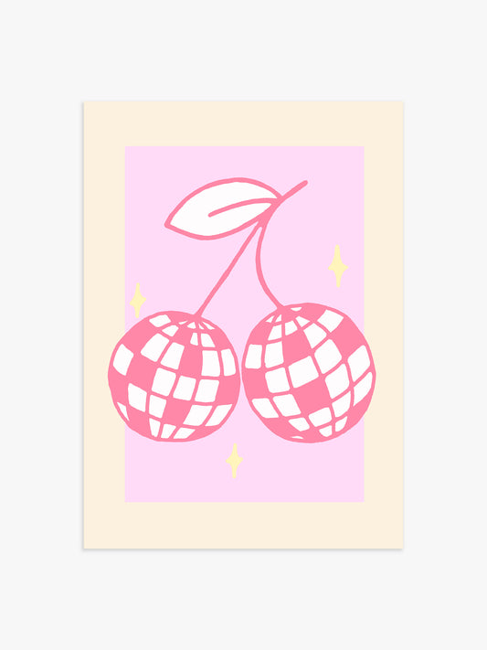 Disco-Kirschen Poster in Rosa-Pink