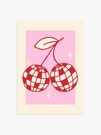 Disco-Kirschen Poster in Rosa-Rot