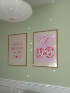Disco-Kirschen Poster in Rosa-Pink