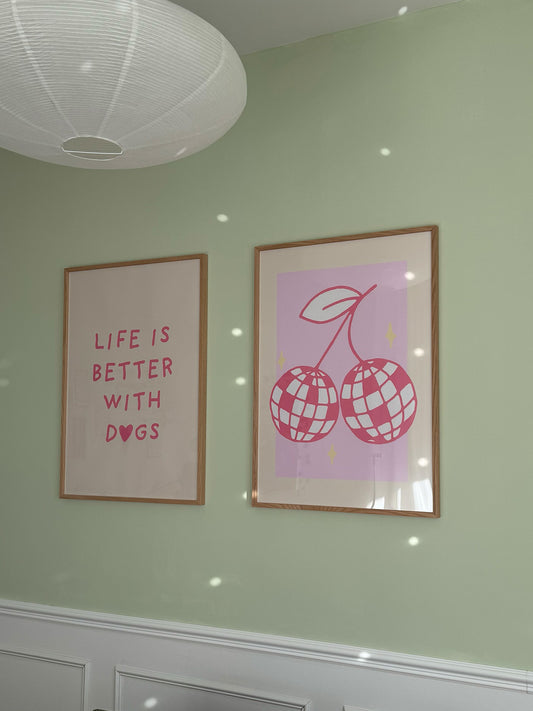 Disco-Kirschen Poster in Rosa-Pink