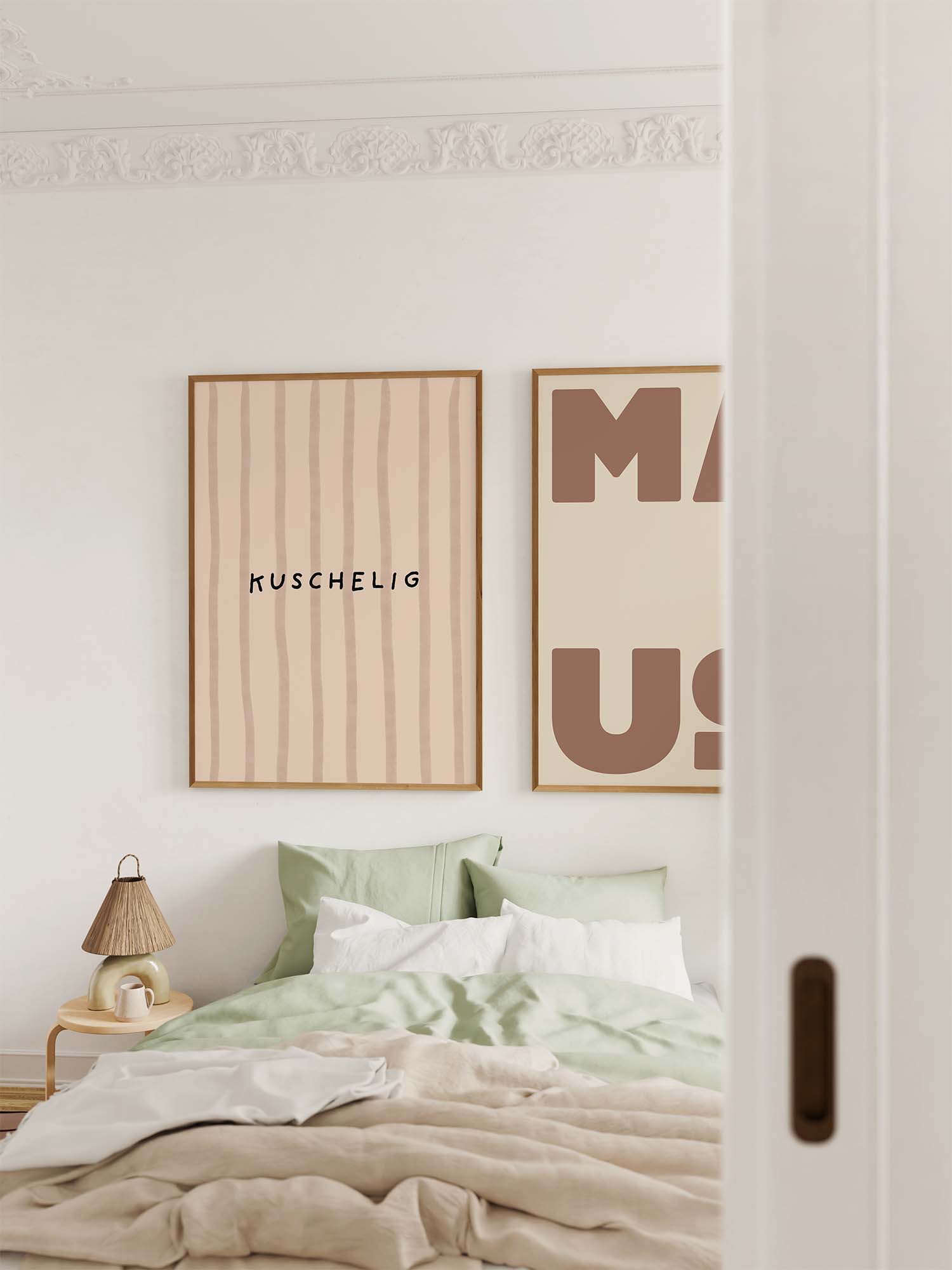 Kuschelig Streifenposter in Beige-Braun