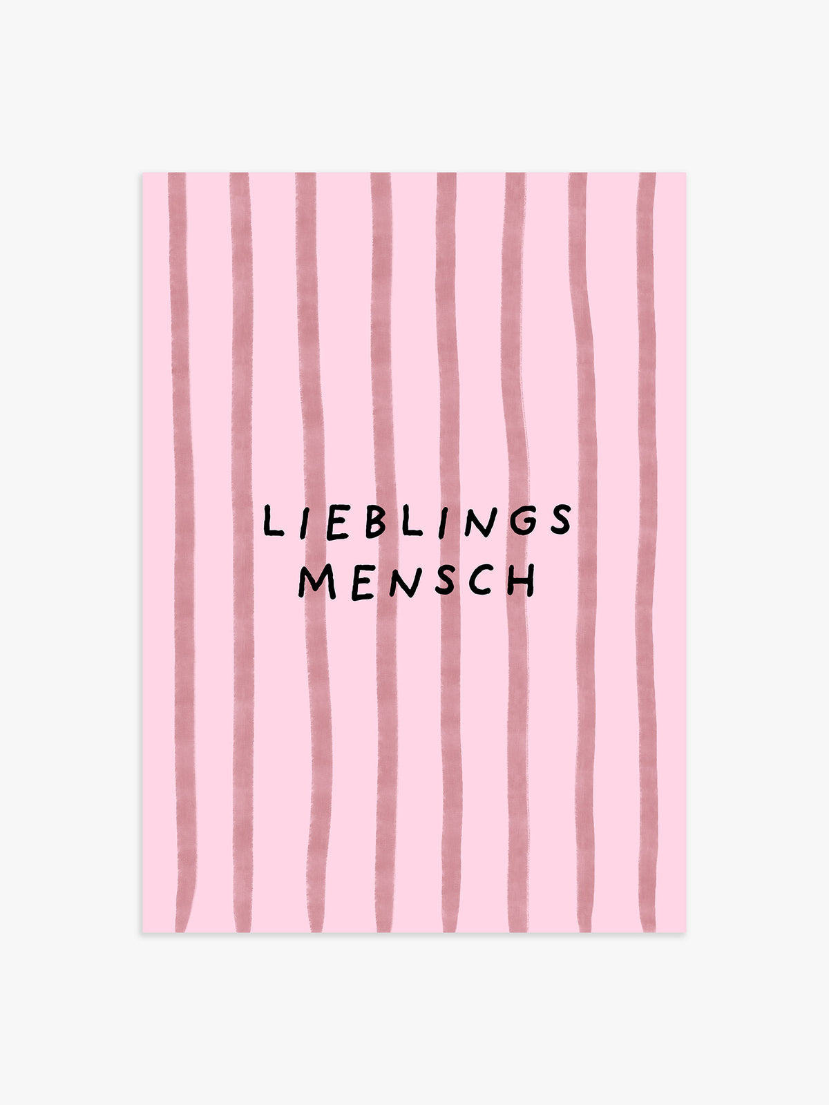 Lieblingsmensch Streifenposter in Rosa-Rot - 100x150 cm