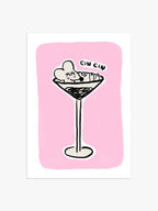 Cin Cin Poster mit Martini in Rosa