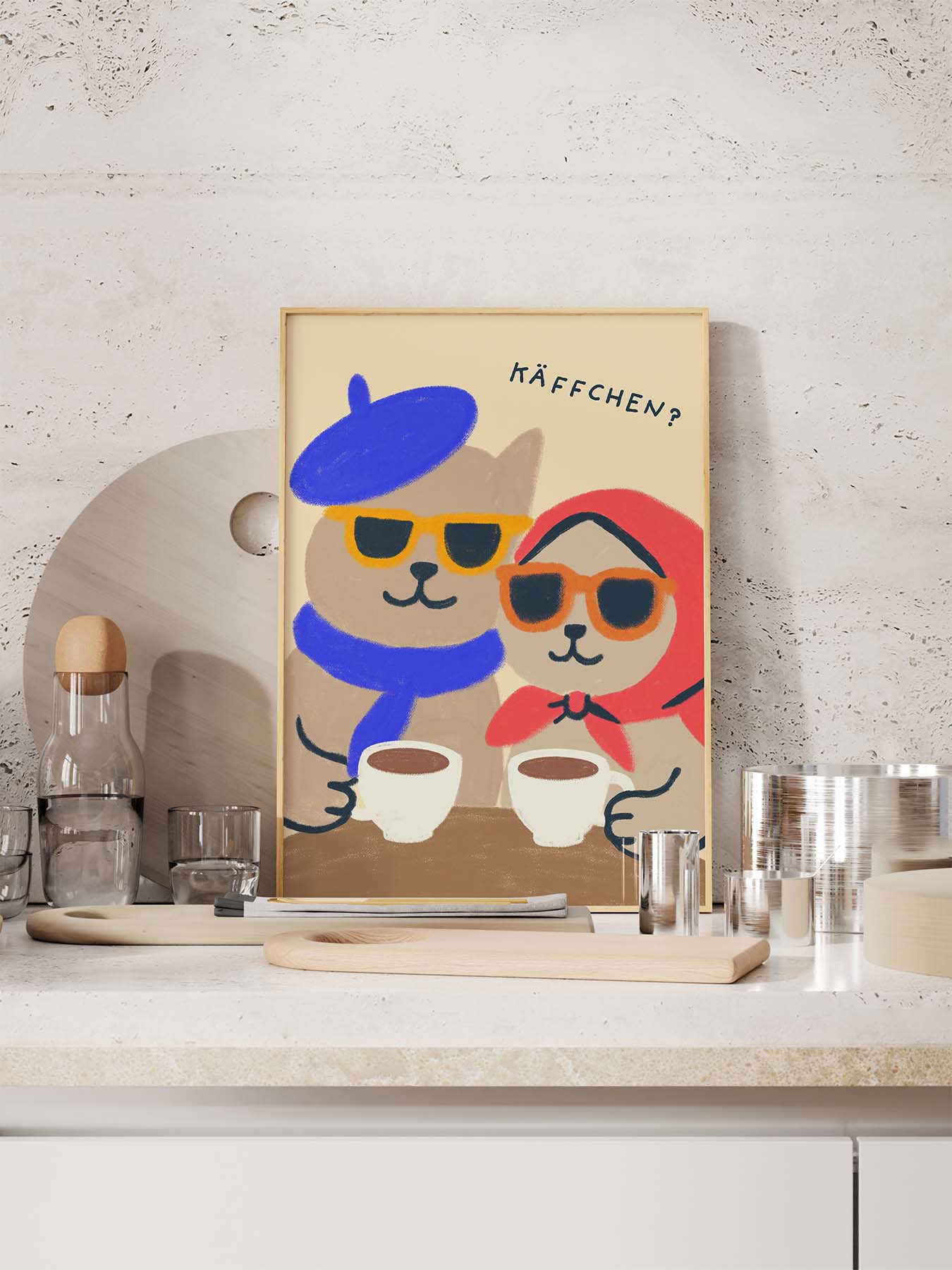 Käffchen? Katzen Poster