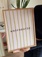 Naschkatze Streifenposter in Rosa-Grün