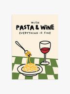 Pasta & Wine Poster in Grün