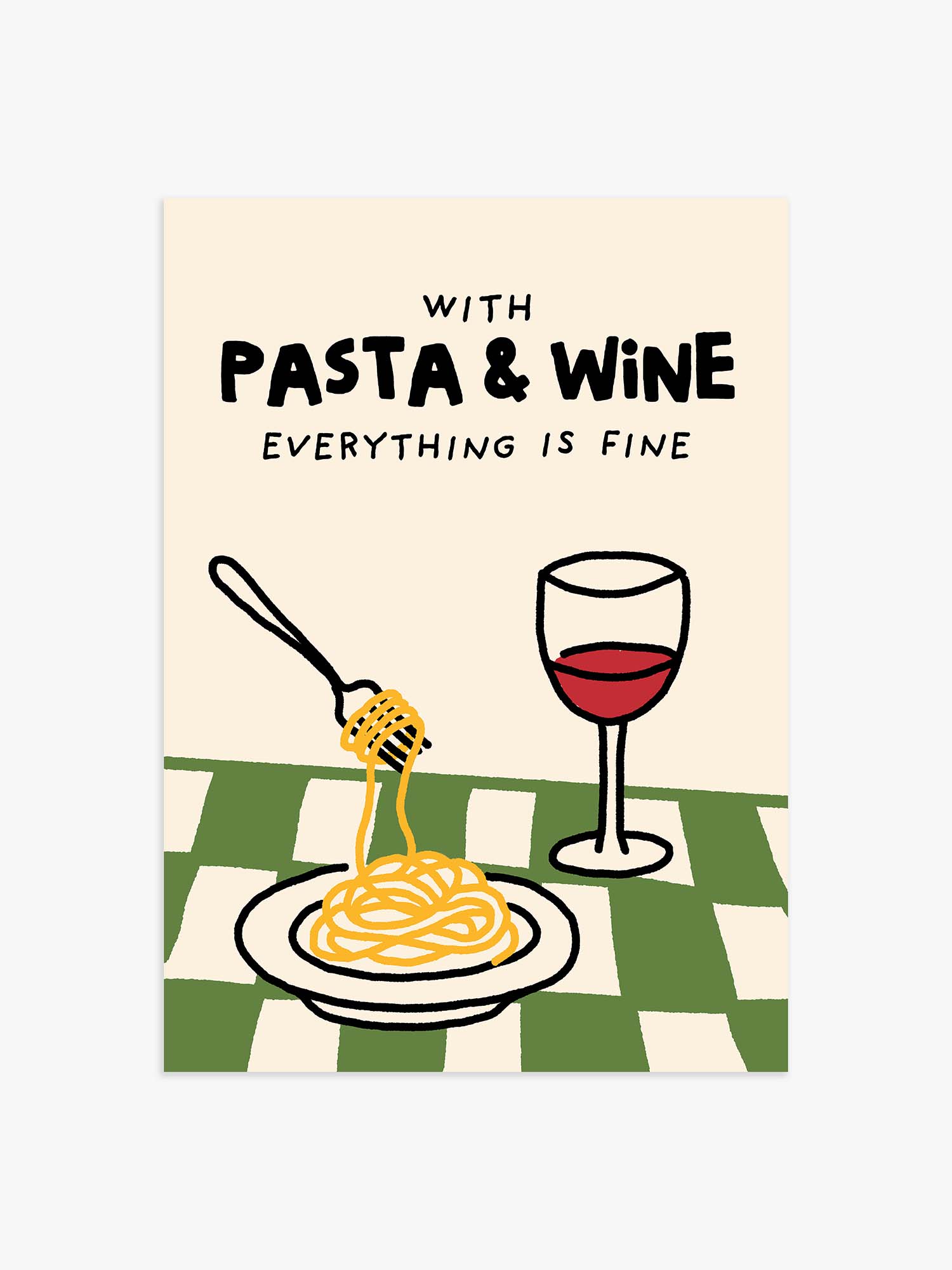 Pasta & Wine Poster in Grün