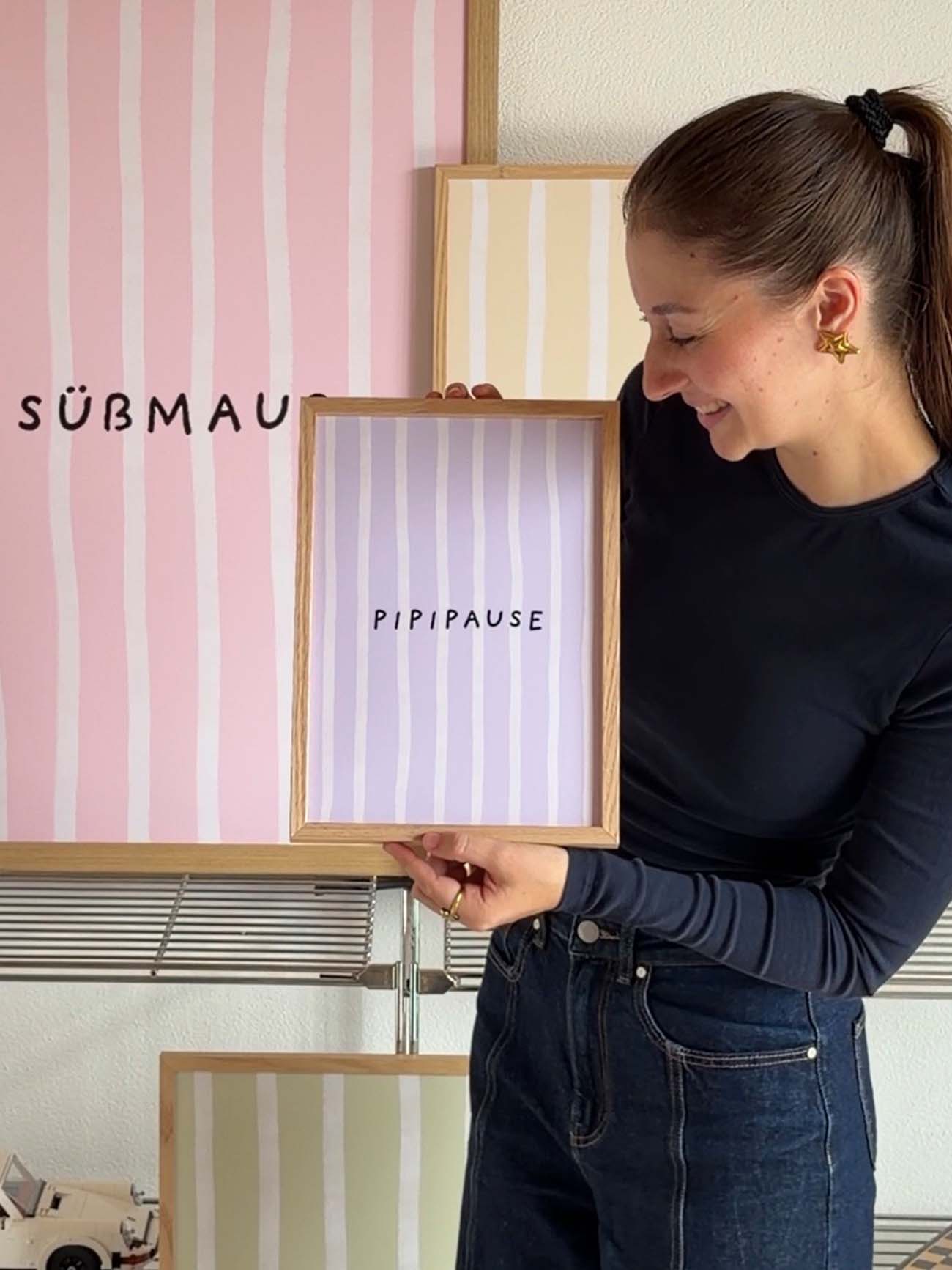Pipipause Streifenposter in Flieder