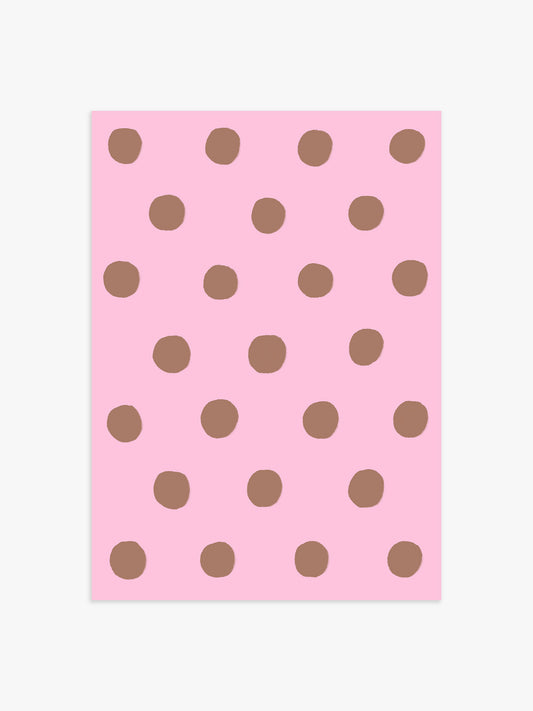 Polka Dot Poster in Rosa & Braun