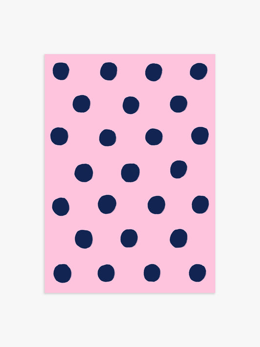 Polka Dot Poster in Rosa & Marineblau