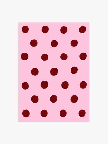 Polka Dot Poster in Rosa & Bordeaux