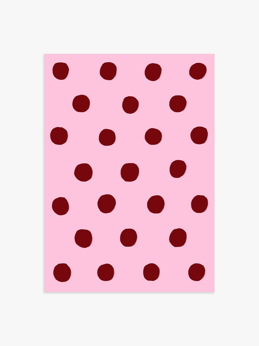 Polka Dot Poster in Rosa & Bordeaux