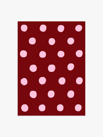 Polka Dot Poster in Bordeaux & Rosa