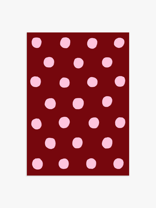 Polka Dot Poster in Bordeaux & Rosa