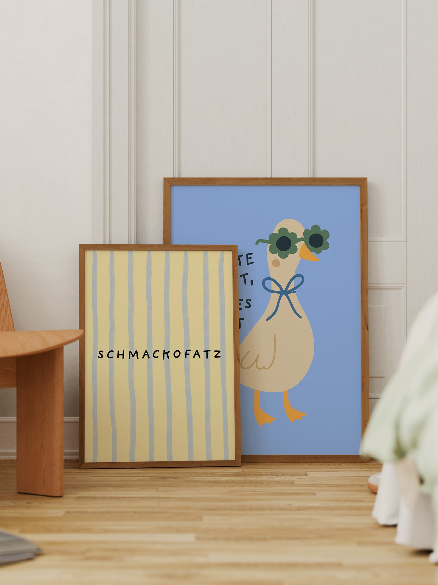 Schmackofatz Poster in blau-gelb