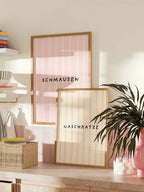 Schmausen Streifenposter in Pastellrosa-Buttergelb